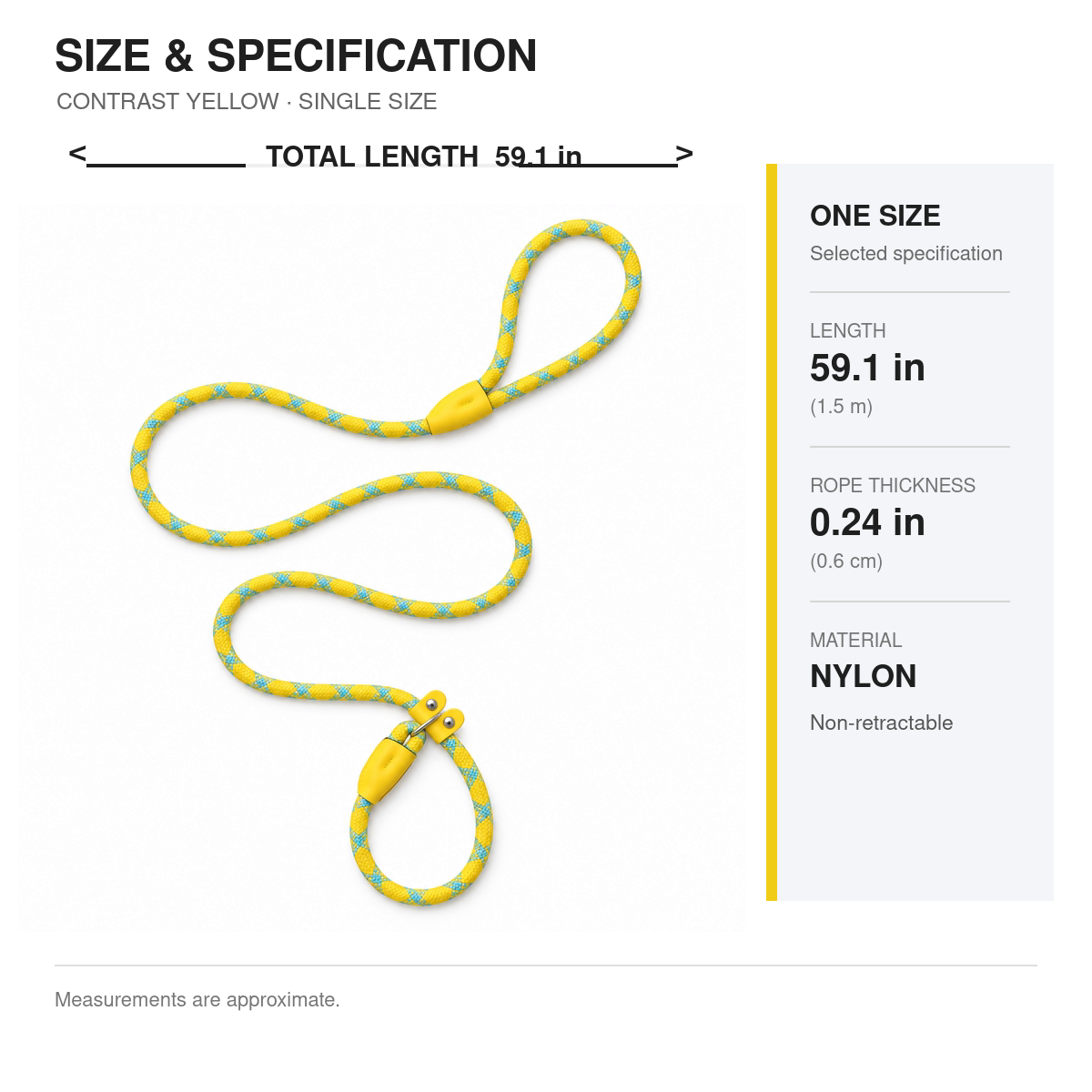 Contrast Yellow Round-Rope P-Loop Dog Slip Lead