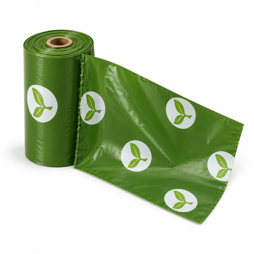 Green Seedling-Print Pet Waste Bags – Single Roll