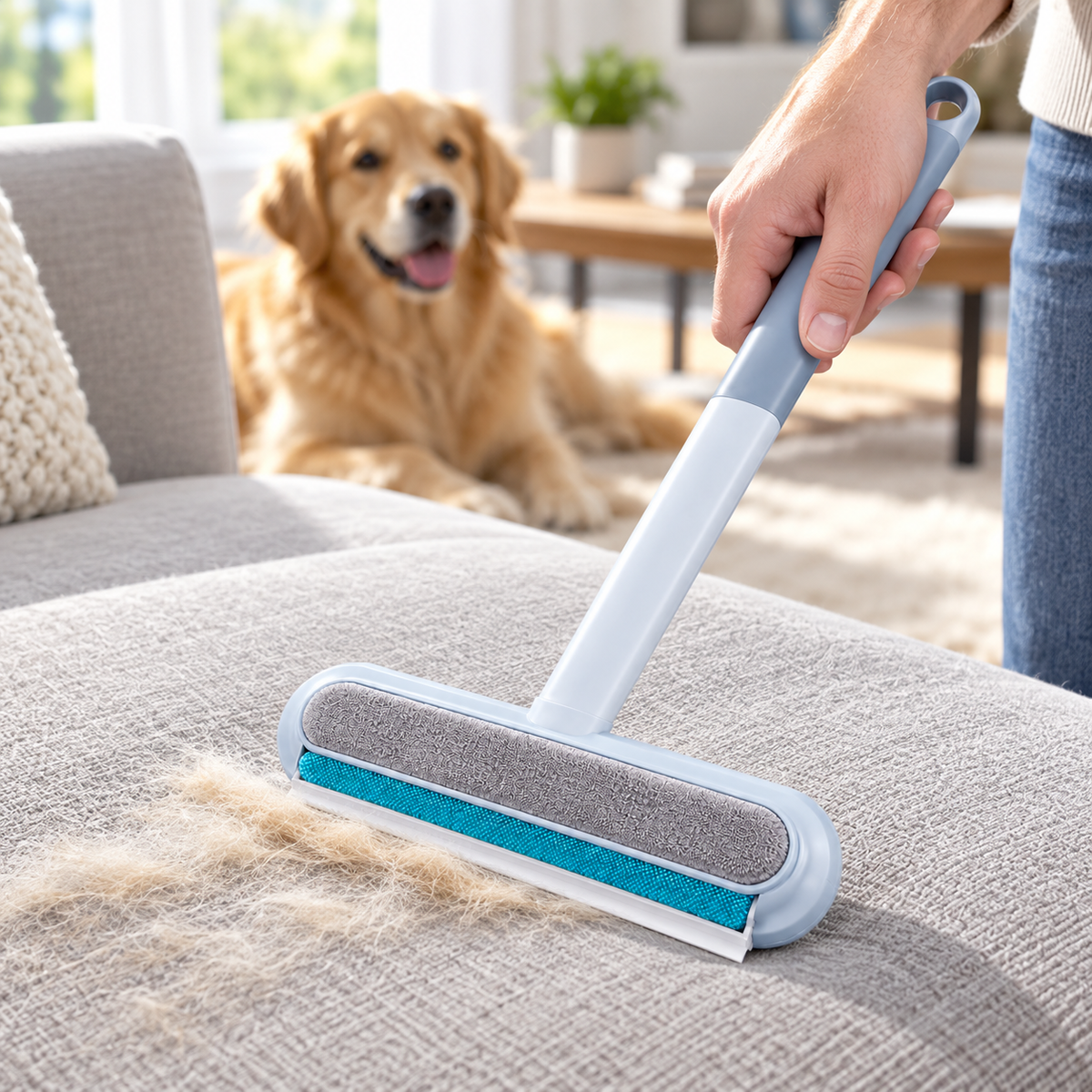 Long-Handled Multifunction Pet Hair Removal Brush