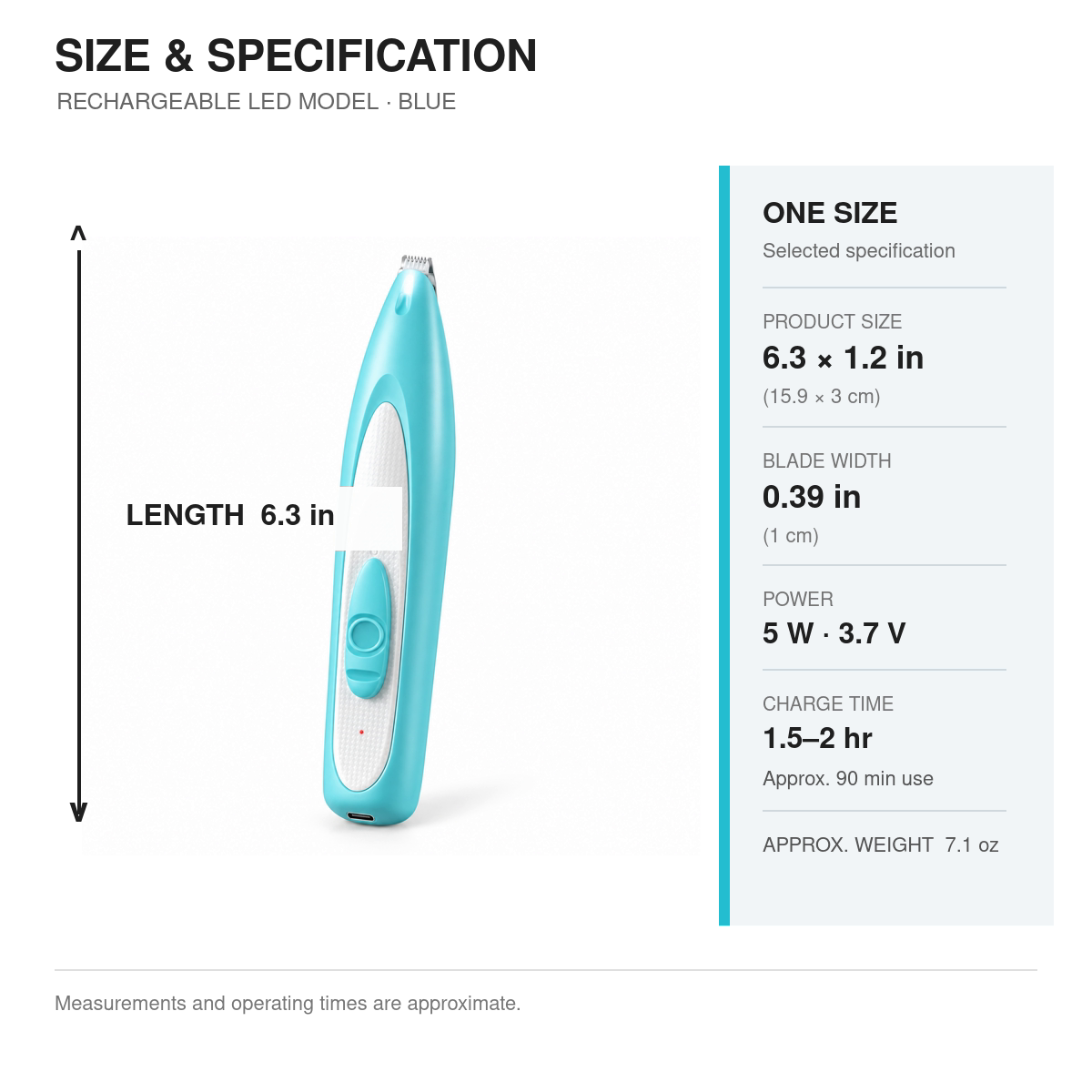 Rechargeable LED Pet Paw Hair Trimmer – Blue