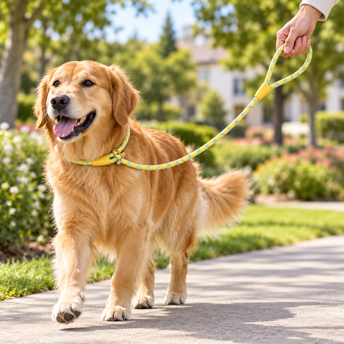 Contrast Yellow Round-Rope P-Loop Dog Slip Lead